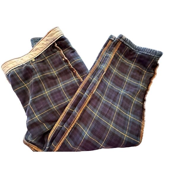 Vintage Lands' End Plaid Flannel Lined Jeans Mens 38 x 40 (ish) Tapered Leg EUC - Picture 6 of 15